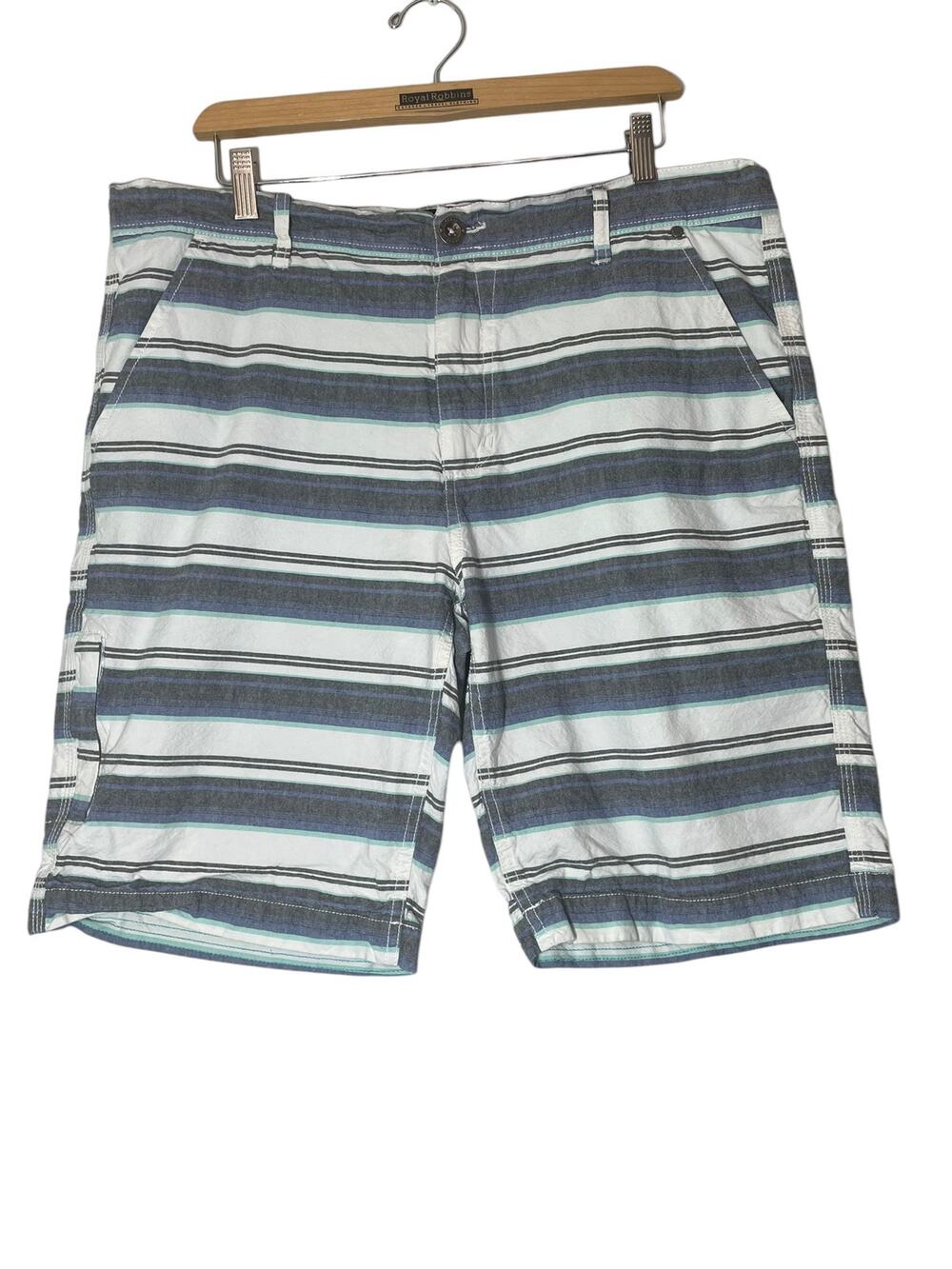 Guess Mens Striped Shorts White Blue Sz 36 Beach Vacation 100% Cotton